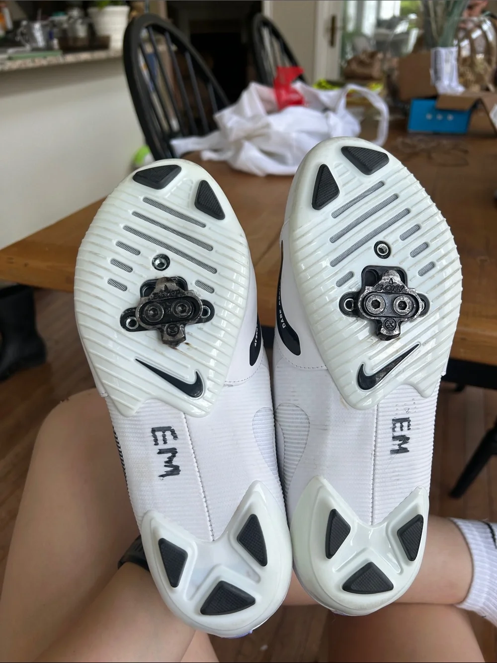 Nike White and Black Cycle Shoes